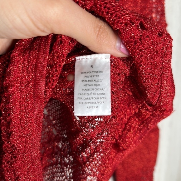 🆕 INTERMIX Ronny Kobo Red Puff Sleeve Sweater SIZE SMALL - Picture 7 of 8